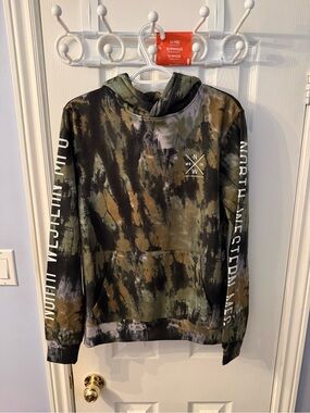 Bluenotes Men's Olive & Black Tie-Dye Hoodie